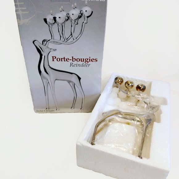 Bowring Silver Plated Reindeer Candle Holder & Candles-With Box - Picture 3 of 12